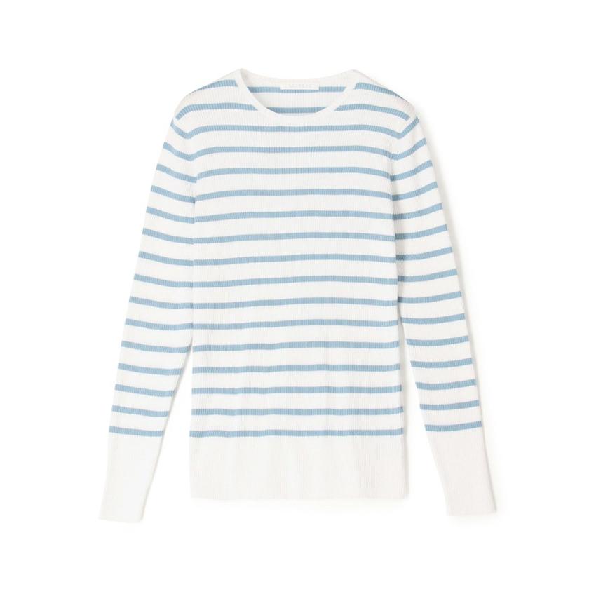 GALERIE VIE ギザコットンリブ クルーネックプルオーバー　ネイビー ギャルリー・ヴィー GALERIE VIE ギザコットンリブ クルーネック