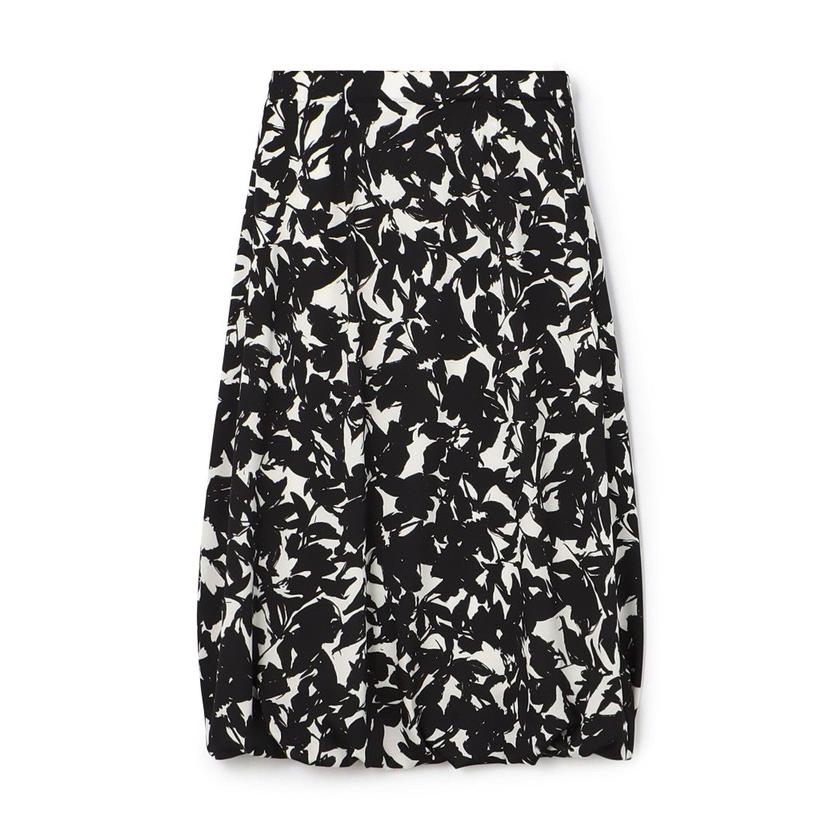 Ballseyモノトーンフラワープリント セミバルーンスカート Ballsey 【Ballsey】モノトーンフラワープリント セミバルーン