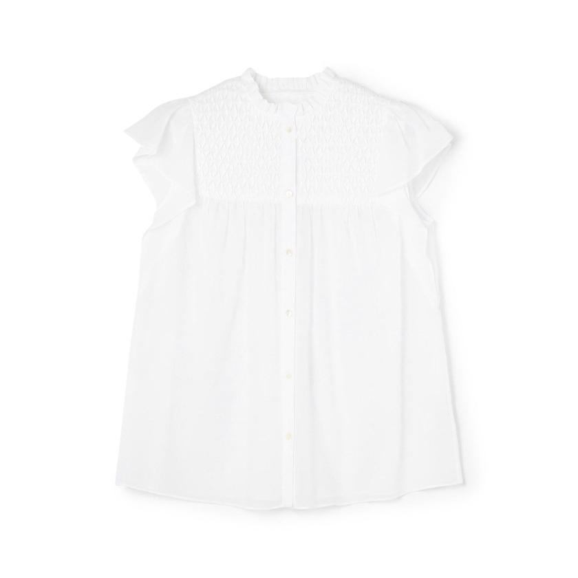 Ballsey コットンクレープ フリルスリーブブラウス Ballsey 【Ballsey】コットンクレープ フリルスリーブブラウス