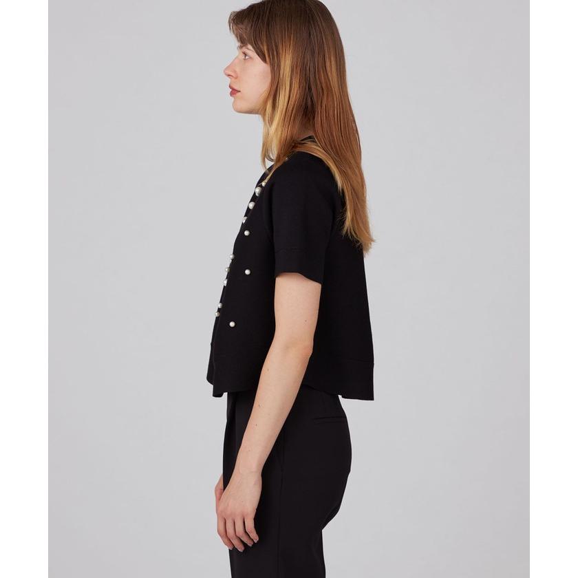 Ballsey ウールポリエステルパールコンビ Aラインプルオーバー ホワイト Ballsey ニット セーター ウールポリエステルパールコンビ 2-way