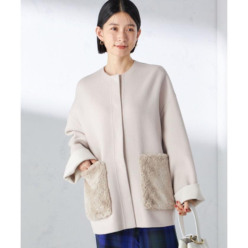シップス SHIPS ボアコート ジャケット ノーカラー SHIPS for women 