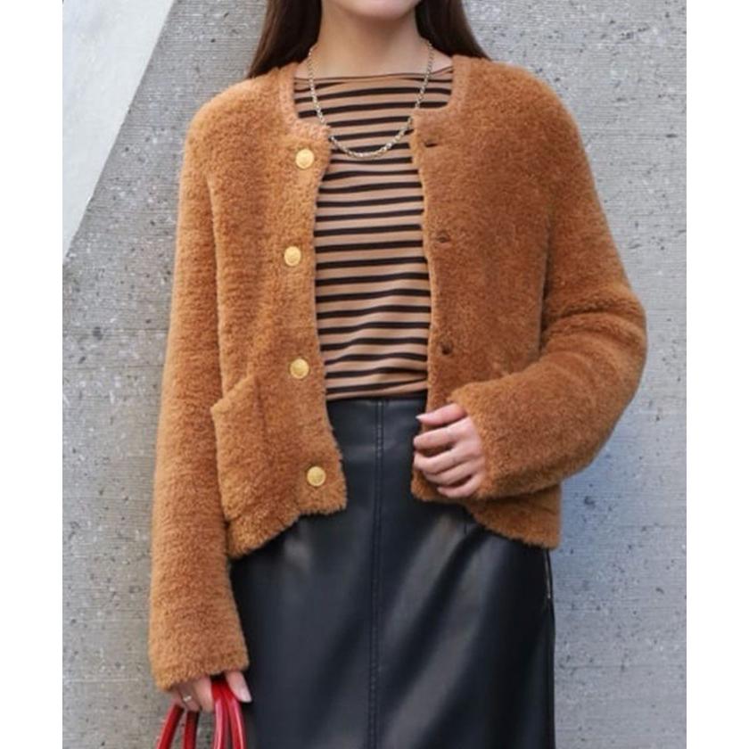 MACPHEE（マカフィー） 【MACPHEE】ムートン クルーネックカーディガン