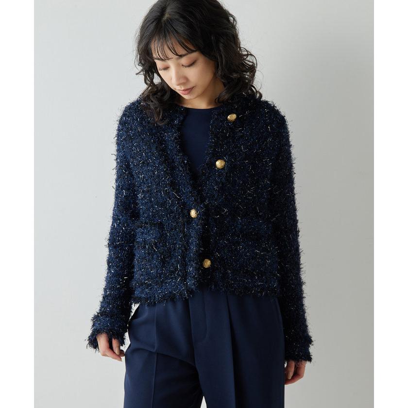 ラメツィードニットジャケット　カーディガン　新品未使用　Whim Gazette Whim Gazette 【ウィムガゼット】ラメツィードニットジャケット