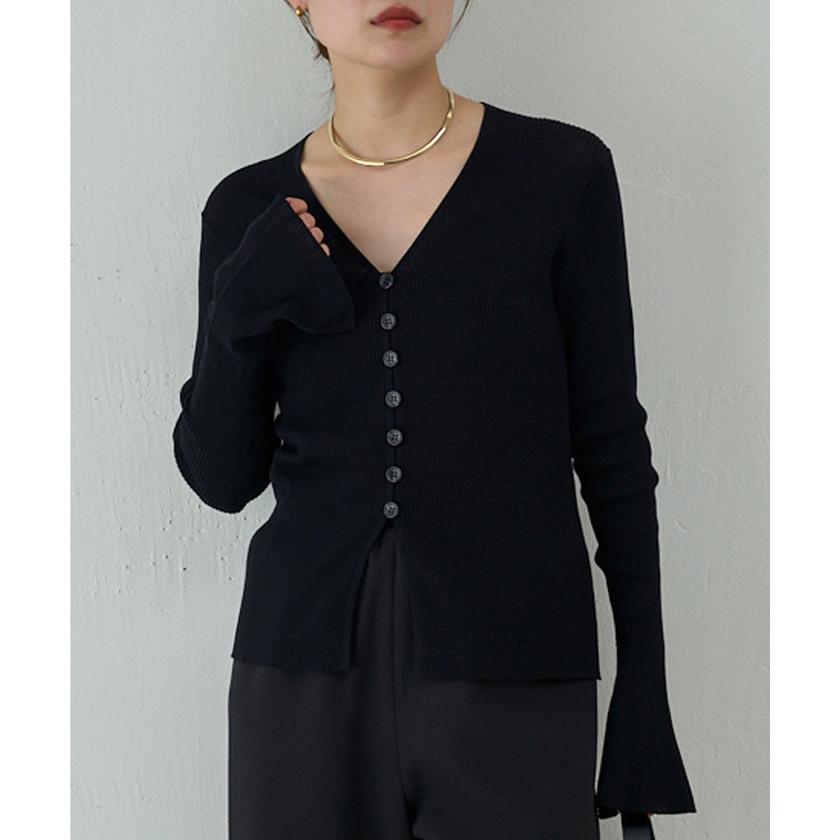 【新品タグ付き】ガリャルダガランテ ベルスリーブリブカーディガン GALLARDAGALANTE カーディガン ベルスリーブリブカーディガン