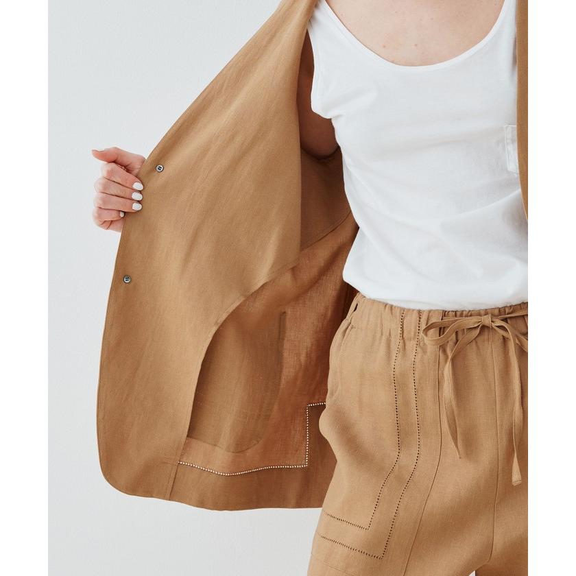 GALERIE VIE 【GALERIE VIE】リブコンビフレンチリネン ハーフスリーブ