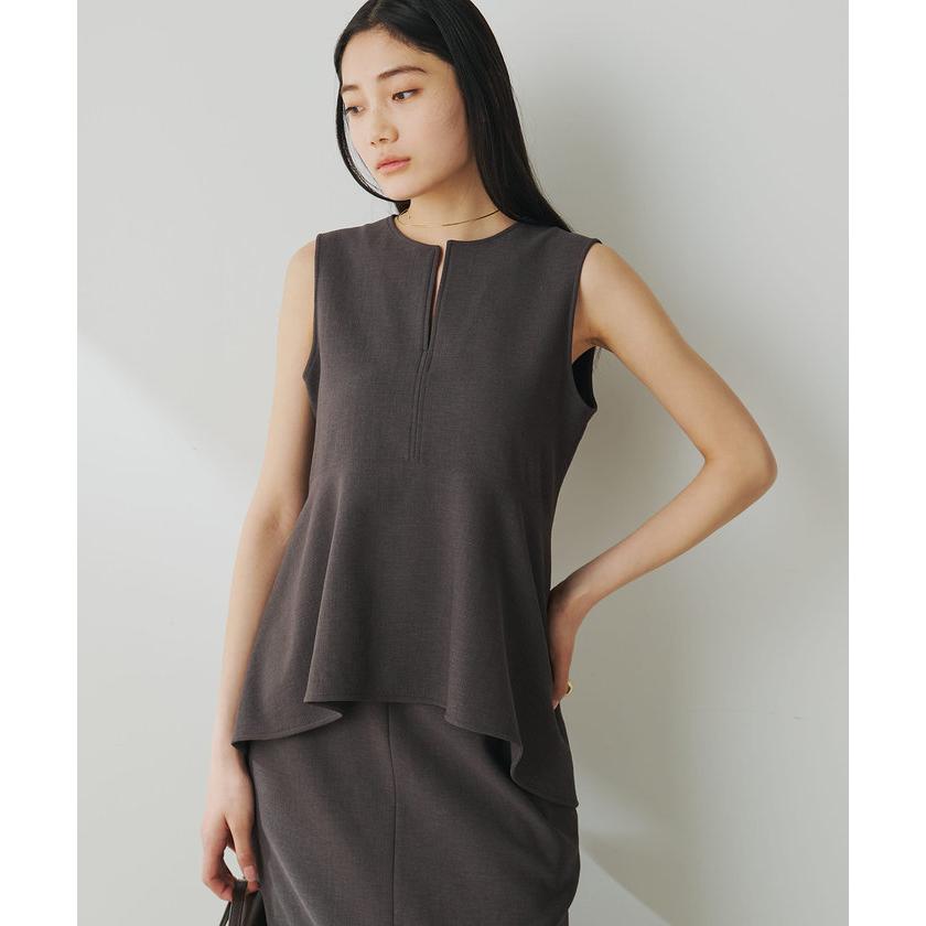 Whim Gazette ストレッチブッチャーペプラムブラウス Whim Gazette 【ウィムガゼット】ストレッチブッチャーペプラム