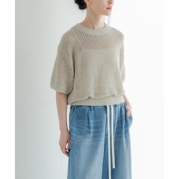URBAN RESEARCH 透かし柄ハーフスリーブニット セール】透かし柄ハーフスリーブニット（ニット/セーター