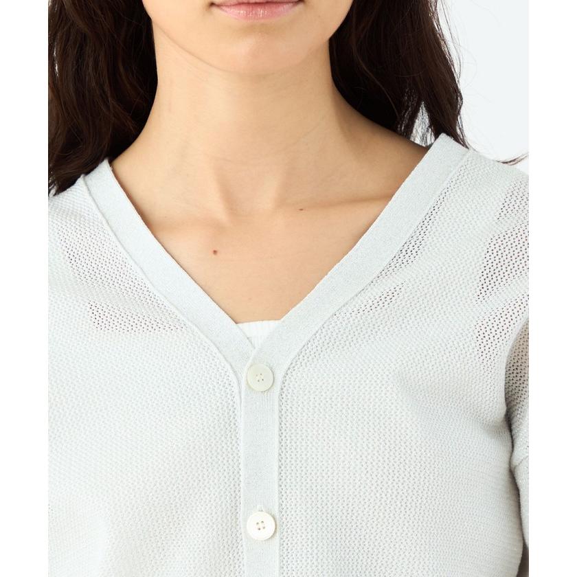 MACPHEE 【MACPHEE】コットンメッシュ Vネックカーディガン : MAGASEEK