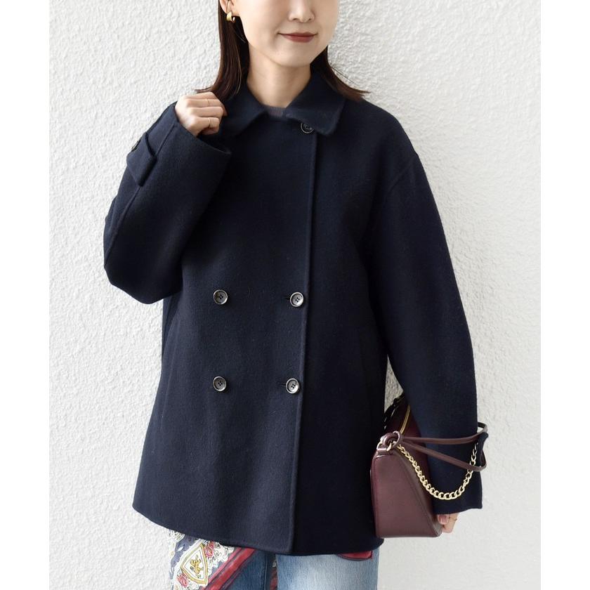 美品　シップス　ミドルコート SHIPS（シップス） SHIPS any: カシミヤ ミックス スタンドカラー