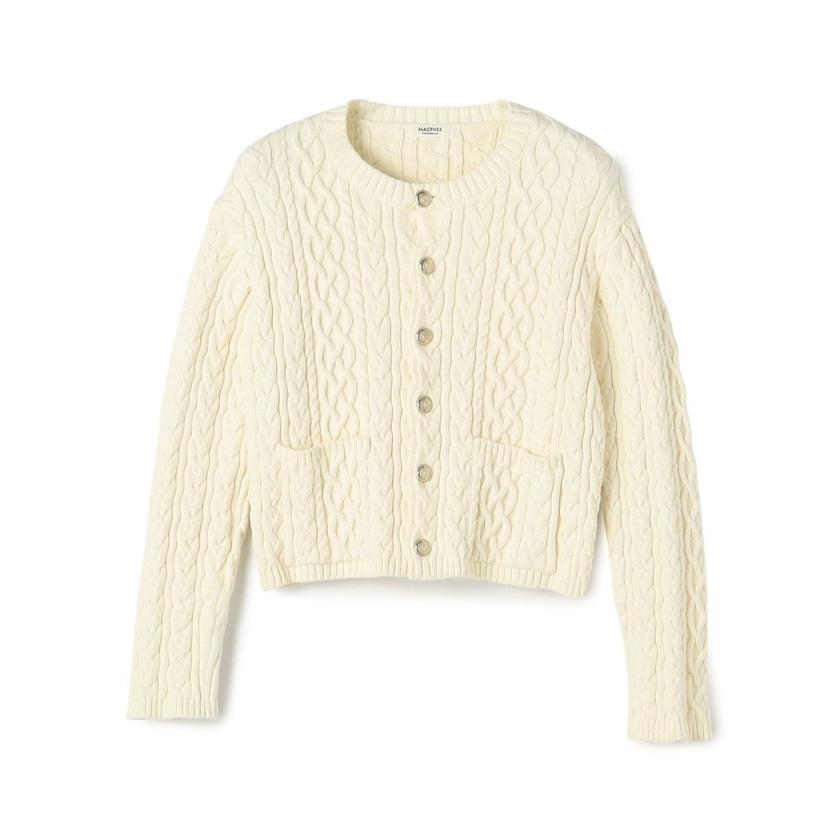 MACPHEEハイブリットコットンケーブル クルーネックカーディガン新品 MACPHEE（マカフィー） 【MACPHEE】ハイブリットコットンケーブル