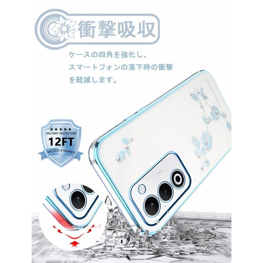 OPPO A5 5G ケース A3 カバー クリア 透明 バラ 花柄 かわいい 耐衝撃