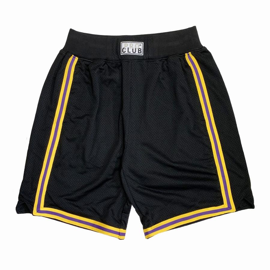 プロクラブ バスケット ショーツ PRO CLUB RETRO BASKETBALL SHORTS [BLACK/YELLOW] 113010MAGIC APPLE 通販