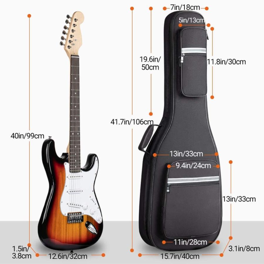 CAHAYA ギターケース 軽量 エレキギター ソフト ケース 12mmスポンジ 大容量 6ポケット 肩掛け 手提げ 持ち運びに便利 反射ス｜magic-magic｜06