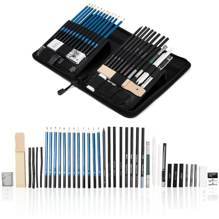 超激安 ウォニヤ 鉛筆セット デッサン鉛筆 スケッチ用鉛筆 40点セット 初心者向け 美術系学生 鉛筆デッサンツール 消しゴム 鉛筆削り 描画用鉛筆 激安特価 Turningheadskennel Com