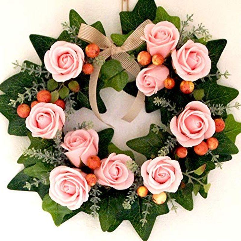1666円 独特の素材 手作りソープフラワーリースキット ライトピンク リース ハンドメイド クラフト クリスマス ローズ アイビー ドア 玄関 部屋