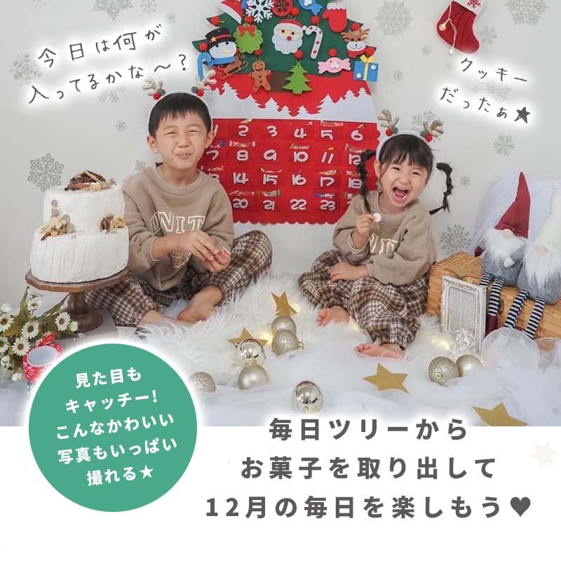 アドベントカレンダー タペストリー クリスマス サンタ サンタクロース フェルト 布 カレンダー 大きい 24日 壁掛け カウントダウン お菓子入れ アドベント | ウォールステッカーのスクウェア | 03