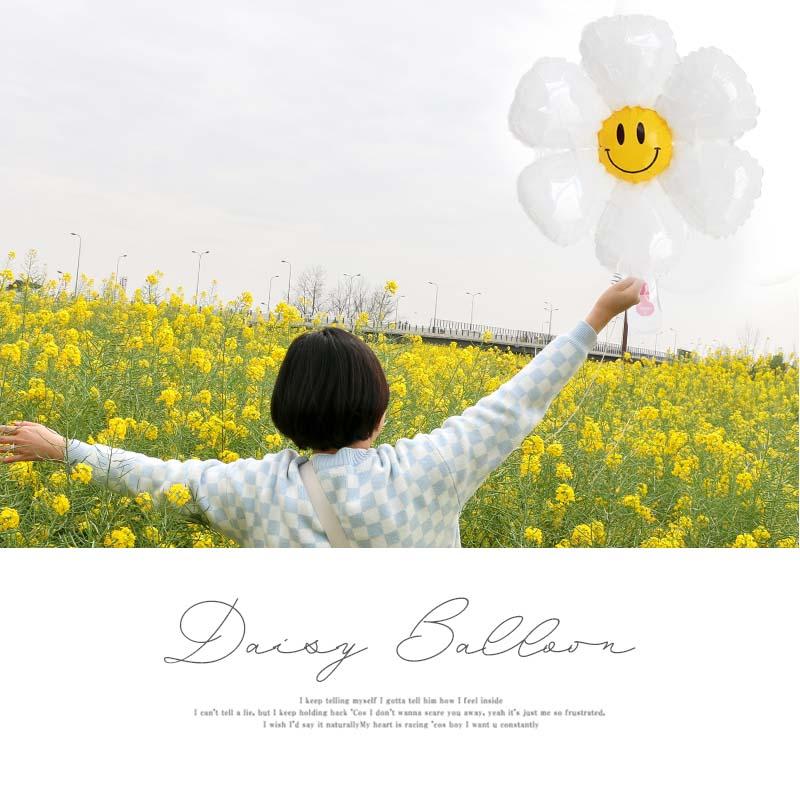 風船 バルーン 飾り デイジー フラワー お花 ニコちゃんマーク 【デイジースマイル】 40cm パーティー フィルムバルーン ホイルバルーン 飾りつけ バースデー |  | 01