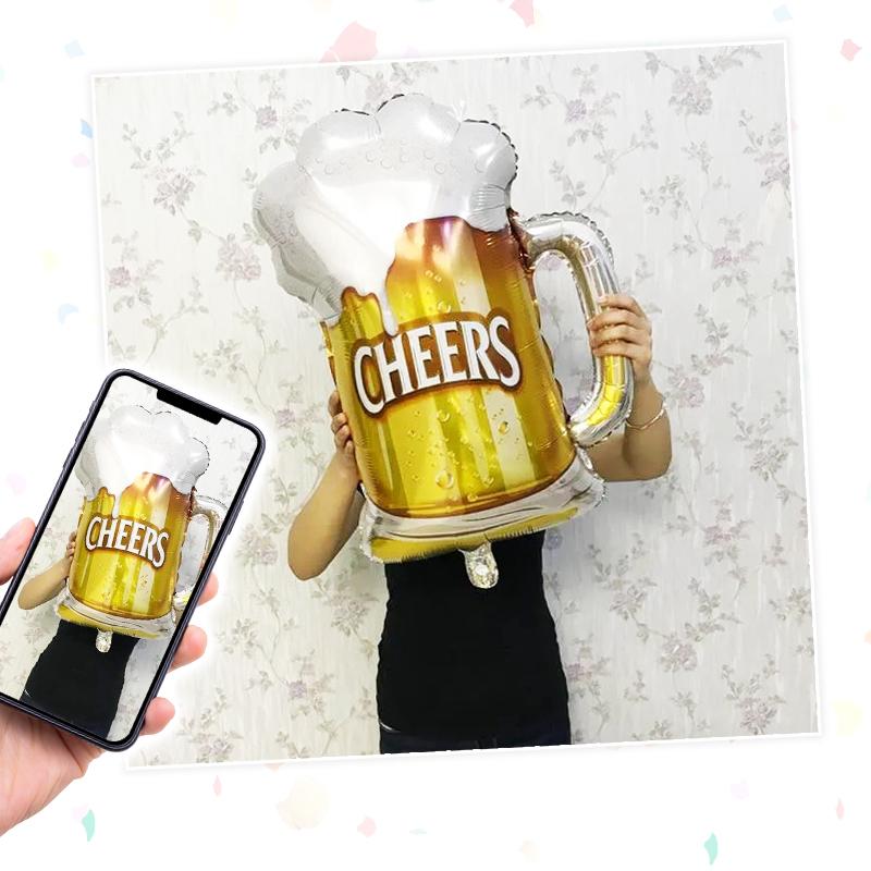 ぺたんこ配送 ヘリウム対応 お酒 ビール バルーン 風船 大きい【ジョッキ】 バルーン ハーフバースデー 飾りつけ フィルムバルーン |  | 01