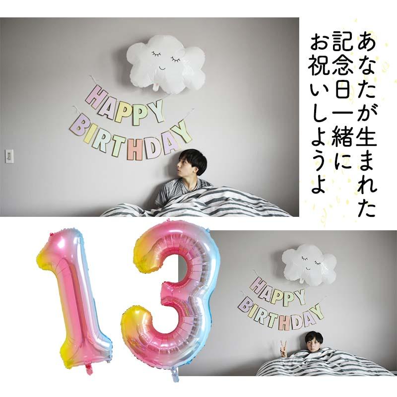 飾りつけ セット 誕生日 バースデー ハーフバースデー 【ハッピークラウドデコレ】 海外風 数字 バルーン 風船 ガーランド フィルムバルーン ナンバーバルーン |  | 03