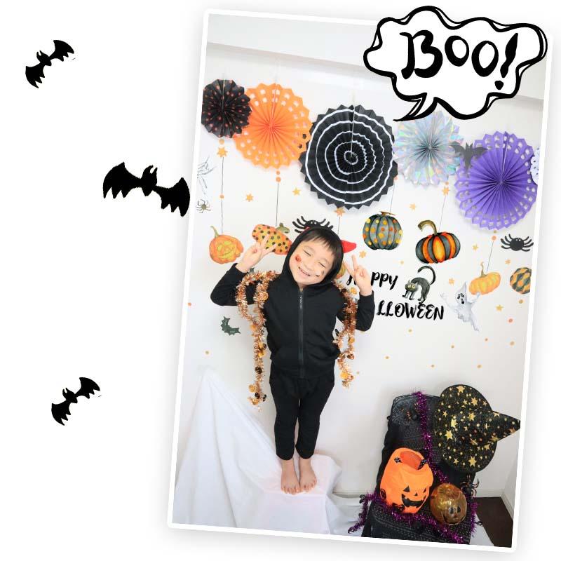 ウォールステッカー ペーパーファン ハロウィン 飾りつけセット 【パンプキン/ファンセット】 はがせる 飾り 壁 シール ステッカー 壁紙 |  | 03