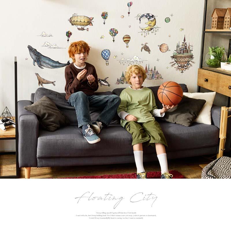 ウォールステッカー 空中都市 レトロ 都市 クジラ 海 アシカ ノスタルジック はがせる シール 壁紙 飾り |  | 01