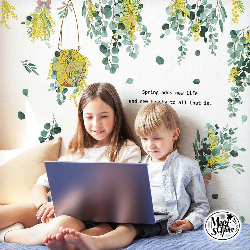 ウォールステッカー ミモザ 国際女性デー 花 フラワー 観葉植物 おしゃれ はがせる 大きい 賃貸OK シール 壁紙 飾り 北欧 子ども かわいい 木 葉 草 英字 | マジックスクウェア