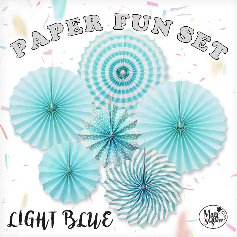 ペーパーファン 6ピース セット  ライトブルー パーティー 飾り 誕生日 バースデー 青 ブルー | 