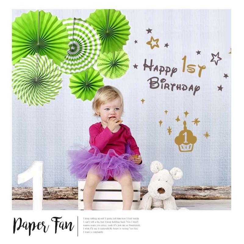 ペーパーファン 6ピース セット  ライトグリーン パーティー 飾り 誕生日 バースデー 黄緑 みどり |  | 01