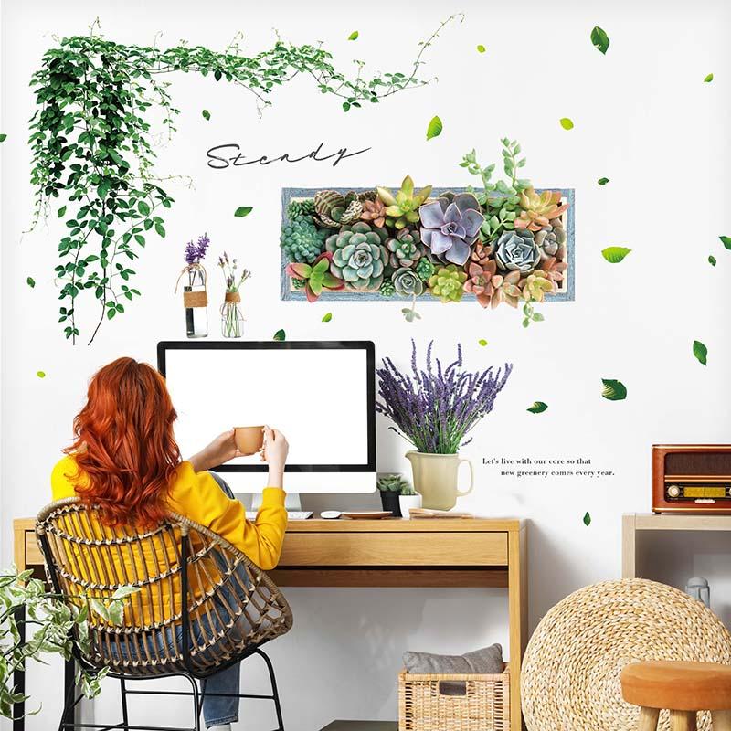 ウォールステッカー 【ウォールフラワー】 はがせる 壁 シール ステッカー 壁紙 飾りつけ おしゃれ トイレ 玄関 キッチン 北欧 木 葉 草 花 観葉植物 受注印刷 | 