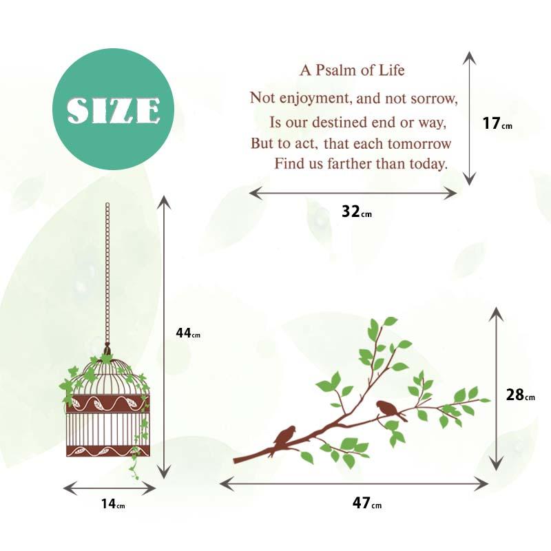 ウォールステッカー 木 鳥かご はがせる 壁 シール ステッカー 壁紙 大きい 飾り 飾りつけ おしゃれ 北欧 植物 鳥 葉 草 花 観葉植物 ガーデン 英字 英文 文字 |  | 09