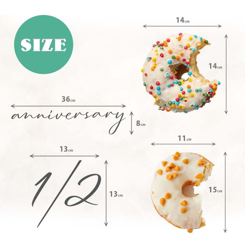 ウォールステッカー ドーナッツ ドーナツ 誕生日 飾り バースデー ハーフバースデー 100日祝い 【ハーフドーナツ】 6か月 スイーツ 半分 フルーツ  受注印刷 | マジックスクウェア | 12