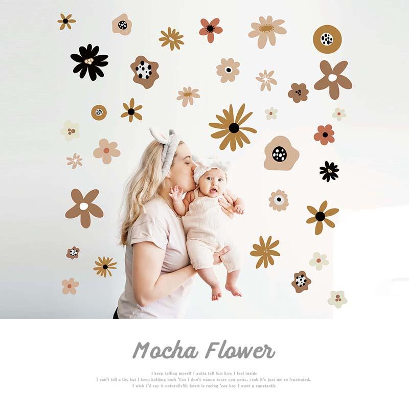 ウォールステッカー お花 花 【モカフラワー】 はがせる 壁 シール ステッカー 壁紙 飾りつけ おしゃれ 北欧 植物 木 葉 草 観葉植物 受注印刷 |  | 01