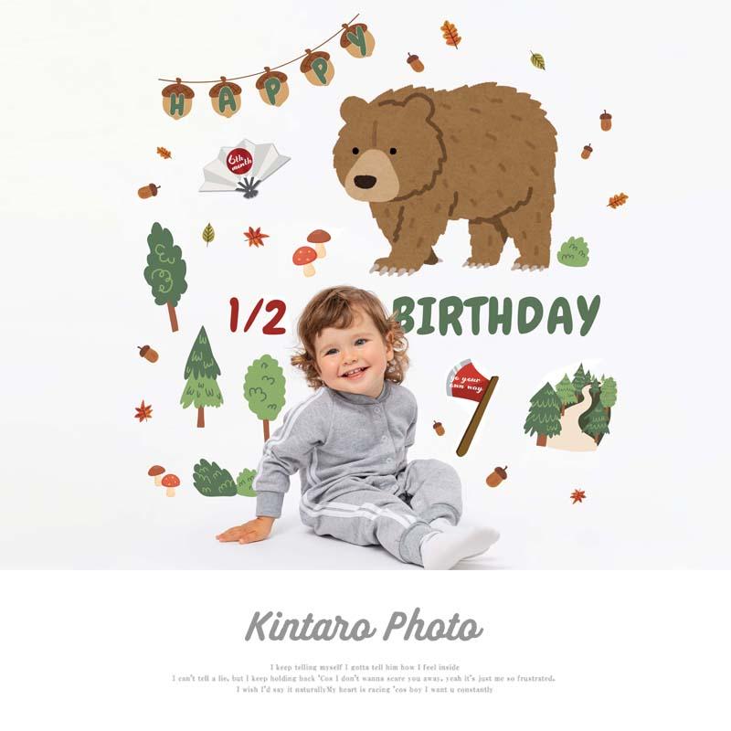 ウォールステッカー 金太郎 ハーフバースデー 【金太郎フォト】 誕生日 バースデー 100日祝い 100日 6か月 男の子 女の子 出産祝い はがせる シール 受注印刷 |  | 04