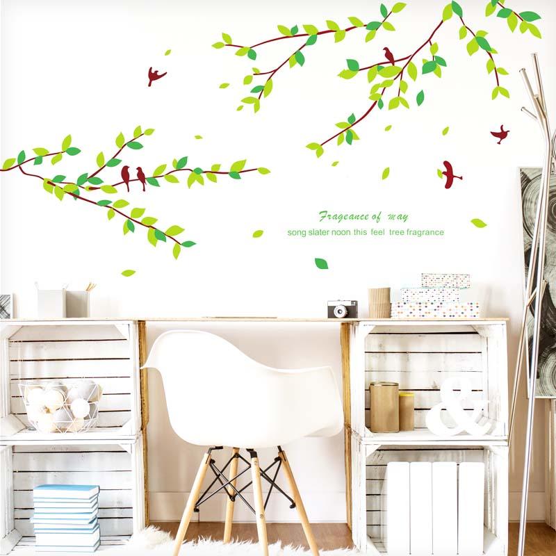 ウォールステッカー 自然 枝 【はばたく小鳥】 はがせる 壁 シール ステッカー 壁紙 飾り 飾りつけ おしゃれ 受注印刷 | 
