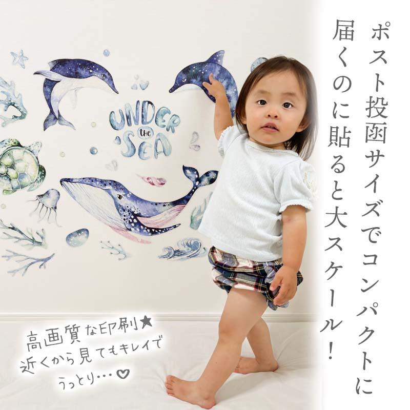 ウォールステッカー 海 くじら はがせる 壁 シール ステッカー 壁紙 北欧 植物 木 葉 草 花 観葉植物 動物 海のなかま 海の動物 海の世界 | マジックスクウェア | 03