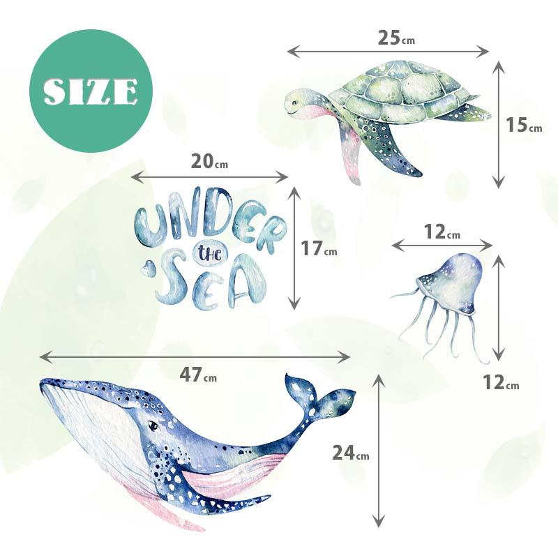 ウォールステッカー 海 くじら はがせる 壁 シール ステッカー 壁紙 北欧 植物 木 葉 草 花 観葉植物 動物 海のなかま 海の動物 海の世界 | マジックスクウェア | 06