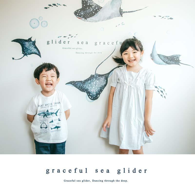 ウォールステッカー 海 はがせる 壁 シール ステッカー 壁紙 北欧 植物 木 葉 草 花 観葉植物 動物 海のなかま 海の動物 海の世界 エイ マンタ 受注印刷 | マジックスクウェア | 13