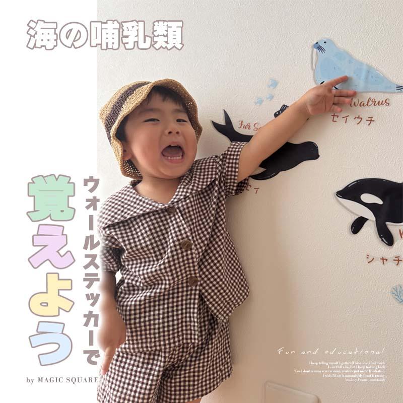 ウォールステッカー 海 くじら はがせる 壁 シール ステッカー 壁紙 北欧 植物 木 葉 草 花 観葉植物 動物 海のなかま 海の動物 海の世界 | マジックスクウェア | 02