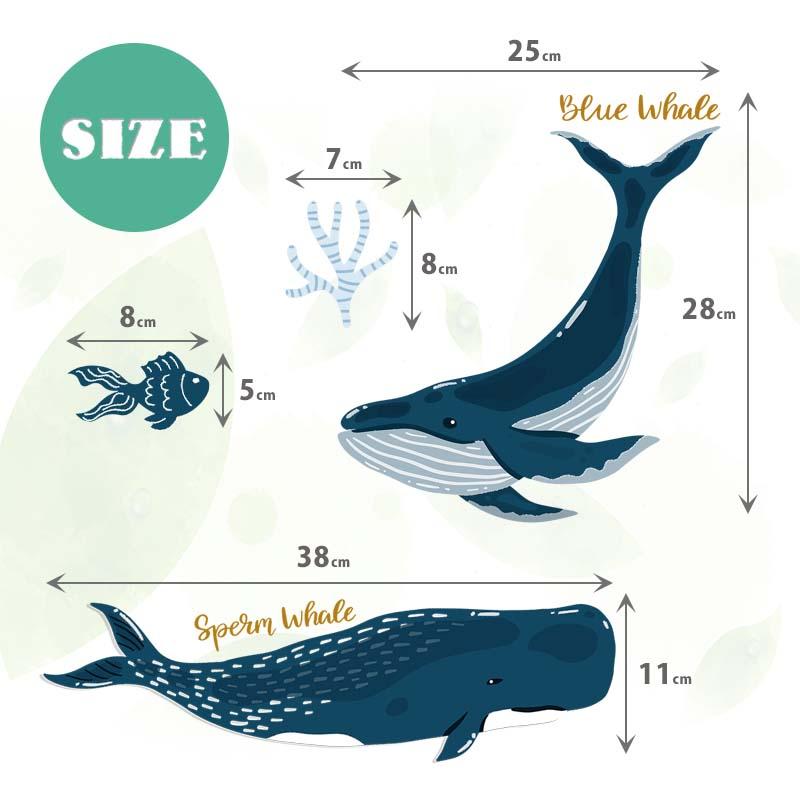 ウォールステッカー 海 くじら はがせる 壁 シール ステッカー 壁紙 北欧 植物 木 葉 草 花 観葉植物 動物 海のなかま 海の動物 海の世界 | マジックスクウェア | 06