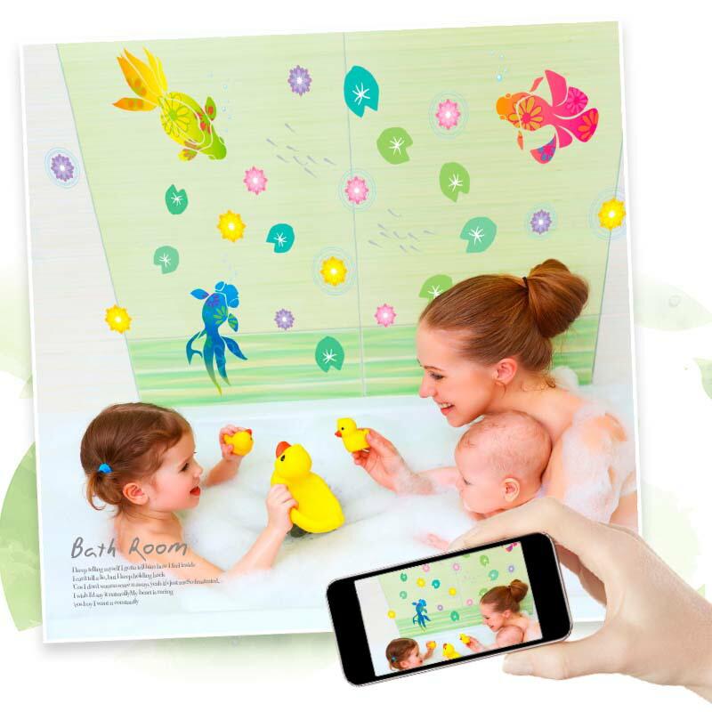 ウォールステッカー 夏 金魚 飾り 花 大きい 和柄 おしゃれ はがせる 高級感 葉っぱ お風呂 金魚物語 | マジックスクウェア | 16