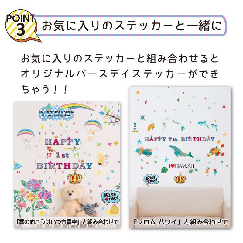 誕生日 飾り付け ウォールステッカー バースデー プリンセス 男の子 女の子 バースデーフォントステッカー | マジックスクウェア | 05