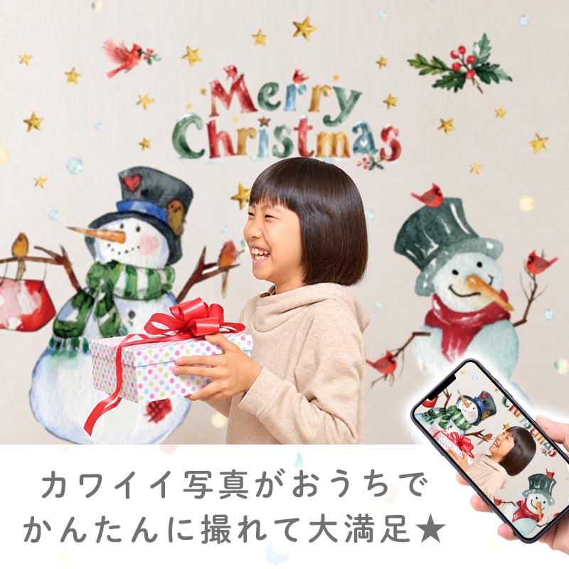 ウォールステッカー はがせる 日本製 クリスマス 飾り 【スノーマンイブ】 はがせる リボン モール 窓 ゆきだるま 雪だるま スノーマン 受注印刷 | ウォールステッカーのスクウェア | 03