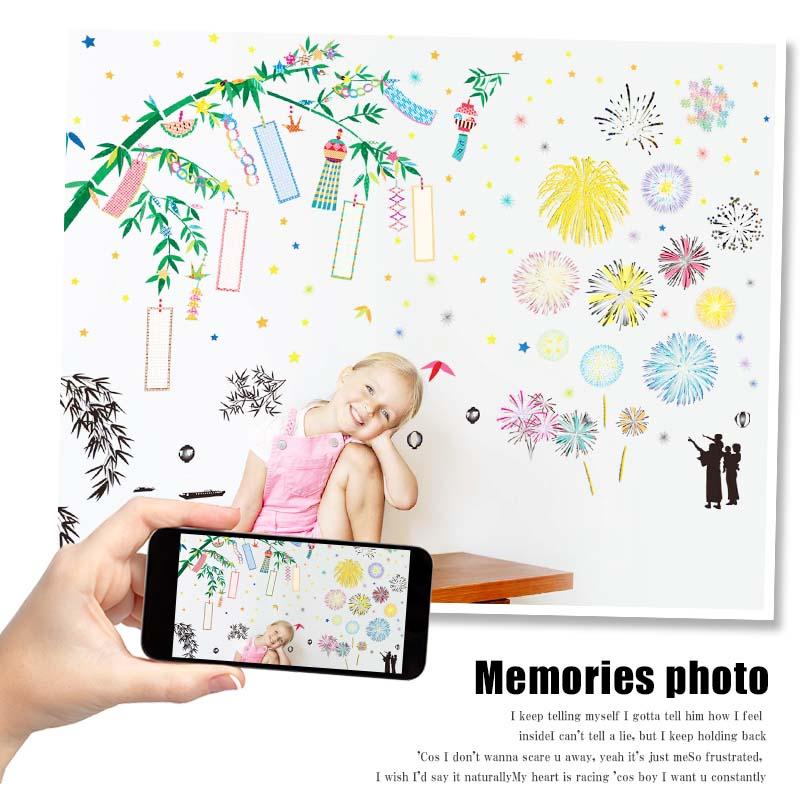 ウォールステッカー はがせる 【夏祭り2枚セット】 壁 シール ステッカー 壁紙 大きい 飾り 飾りつけ おしゃれ 北欧 植物 花 動物 身長計 子供部屋 木 葉 |  | 02