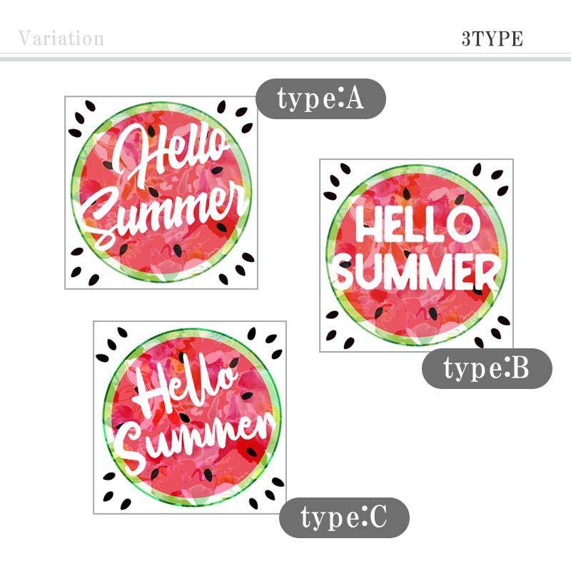 ウォールステッカー 飾り すいか スイカ トロピカル 【hello summer】 はがせる 壁 シール ステッカー 壁紙 飾りつけ 夏 夏フォト 受注印刷 | ウォールステッカーのスクウェア | 04