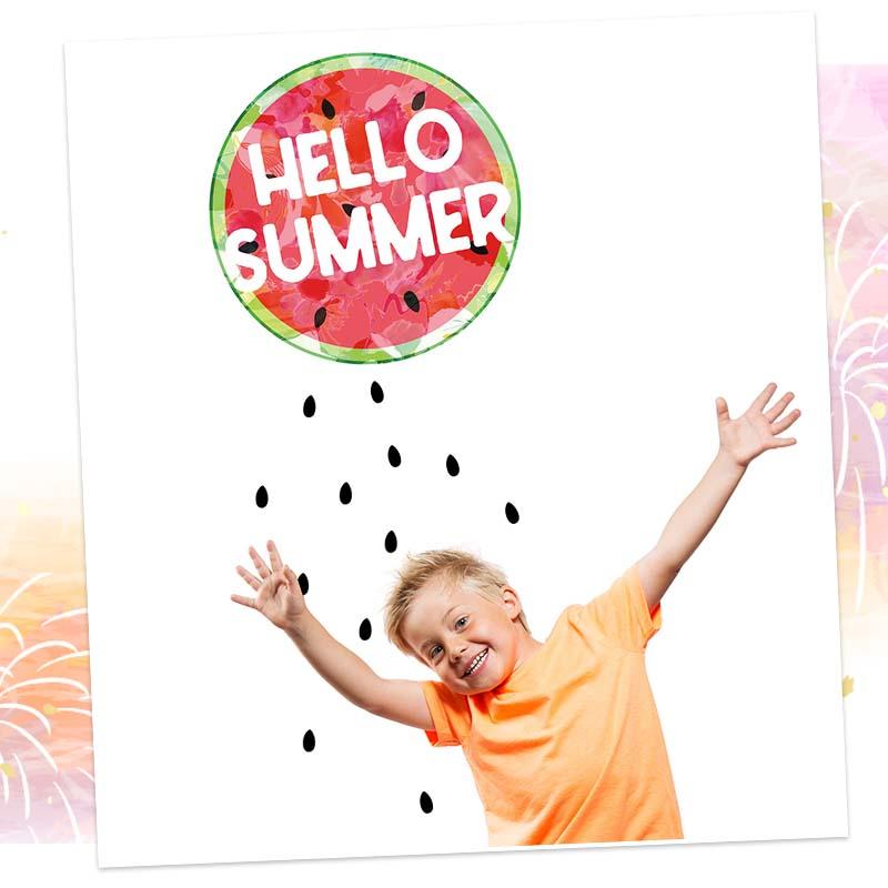 ウォールステッカー 飾り すいか スイカ トロピカル 【hello summer】 はがせる 壁 シール ステッカー 壁紙 飾りつけ 夏 夏フォト 受注印刷 | ウォールステッカーのスクウェア | 07