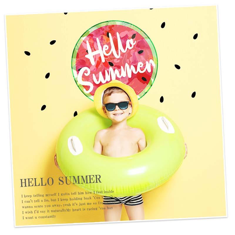 ウォールステッカー 飾り すいか スイカ トロピカル 【hello summer】 はがせる 壁 シール ステッカー 壁紙 飾りつけ 夏 夏フォト 受注印刷 | ウォールステッカーのスクウェア | 09
