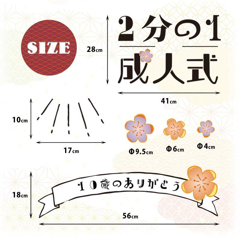 ウォールステッカー 飾り 10才 10歳 お祝い 花 男の子 女の子 かわいい はがせる 壁紙 シール ハーフ成人式 | マジックスクウェア | 07