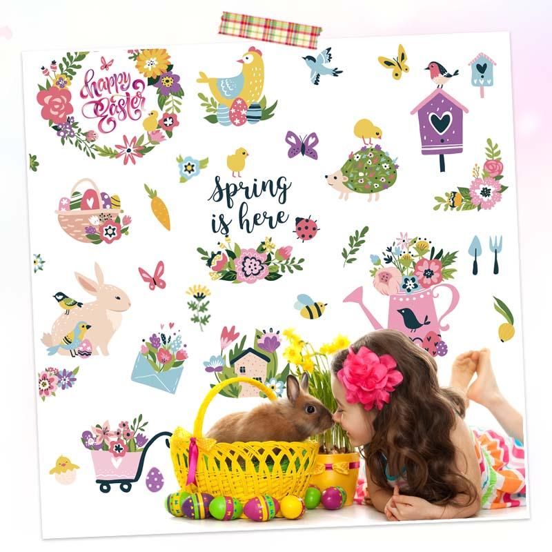 ウォールステッカー イースター 【イースターガーデン】 はがせる 壁 シール ステッカー 壁紙 飾りつけ おしゃれ 北欧 植物 木 葉 草 花 観葉植物 |  | 16