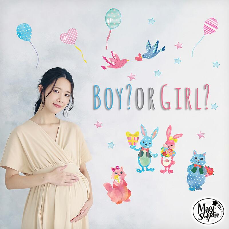誕生日 フォトブース ウォールステッカー ジェンダーリビール サプライズ 男の子 女の子 | マジックスクウェア