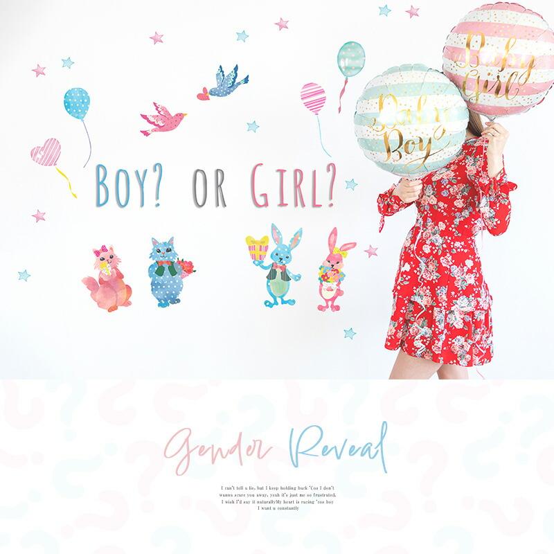 誕生日 フォトブース ウォールステッカー ジェンダーリビール サプライズ 男の子 女の子 | マジックスクウェア | 01